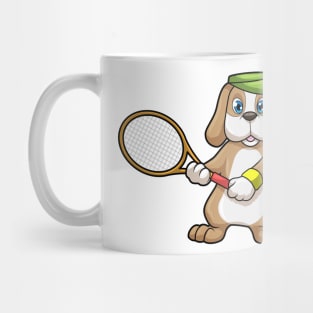 Dog at Tennis with Tennis racket & Cap Mug